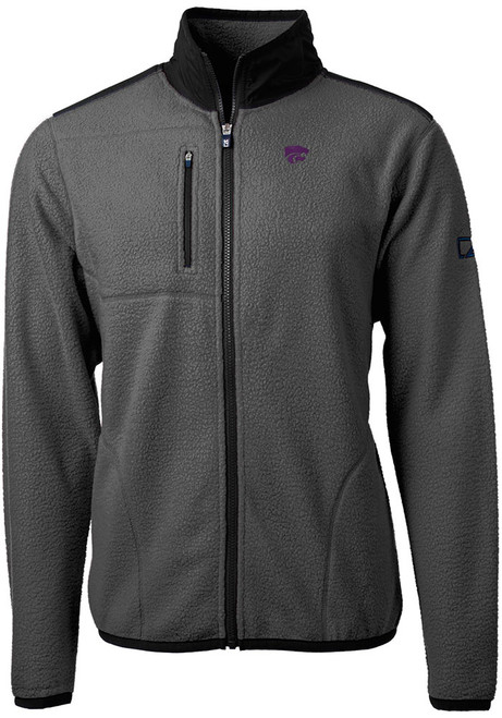 Mens K-State Wildcats Grey Cutter and Buck Cascade Sherpa Light Weight Jacket