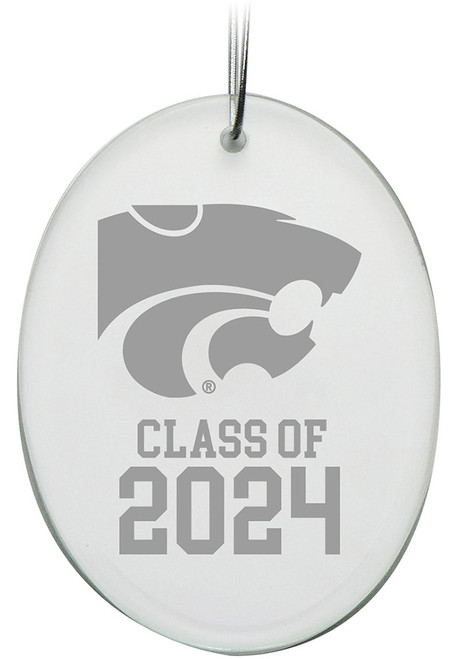 White K-State Wildcats Class of 2024 Hand Etched Crystal Oval Ornament