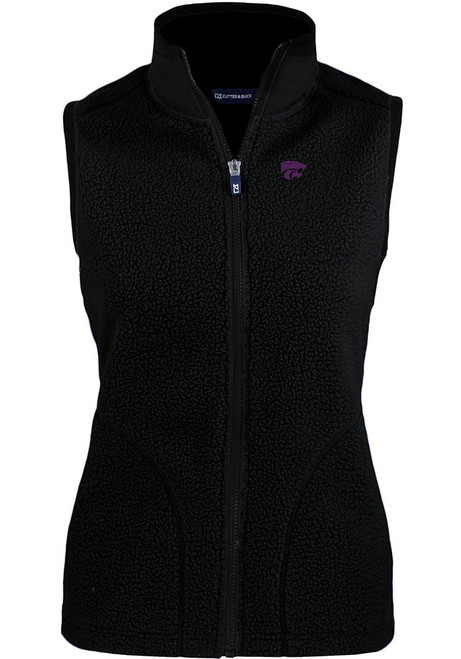 Womens K-State Wildcats Black Cutter and Buck Cascade Sherpa Vest