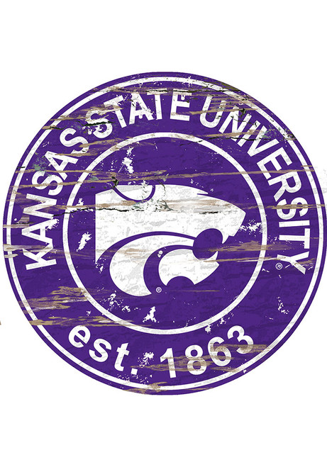 Purple K-State Wildcats Established Date Circle 24 Inch Sign