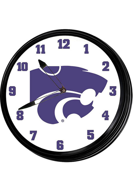 Purple K-State Wildcats Retro Lighted Wall Clock