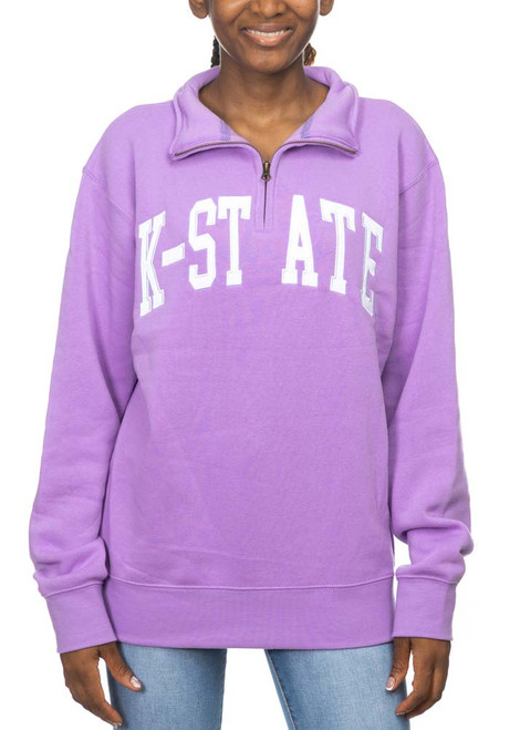 Womens Lavender K-State Wildcats Sport Fleece Qtr Zip