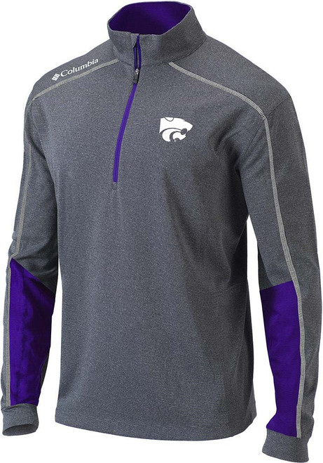 Mens K-State Wildcats Purple Columbia Heat Seal Omni-Wick Shotgun Qtr Zip Pullover