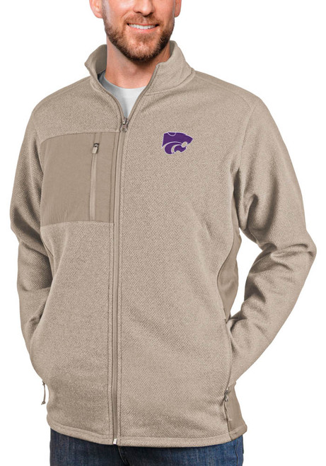 Mens K-State Wildcats Oatmeal Antigua Course Medium Weight Jacket