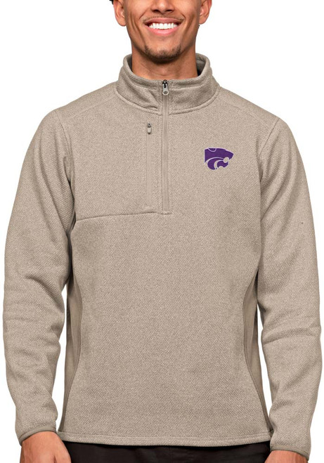 Mens K-State Wildcats Oatmeal Antigua Course 1/4 Zip Pullover
