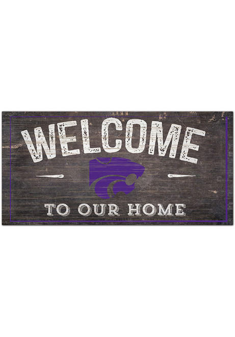 Purple K-State Wildcats Welcome Distressed Sign