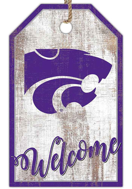 Purple K-State Wildcats Welcome Team Tag Sign