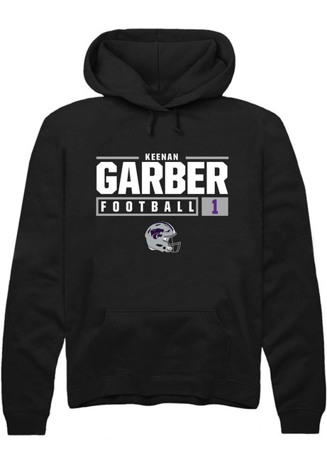 Keenan Garber Rally Mens Black K-State Wildcats NIL Stacked Box Hooded Sweatshirt