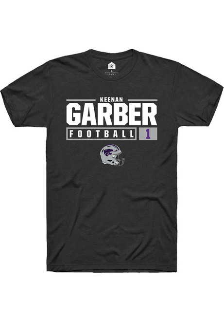 Keenan Garber Black K-State Wildcats NIL Stacked Box Short Sleeve T Shirt