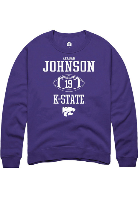 Keagan Johnson Rally Mens Purple K-State Wildcats NIL Sport Icon Crew Sweatshirt