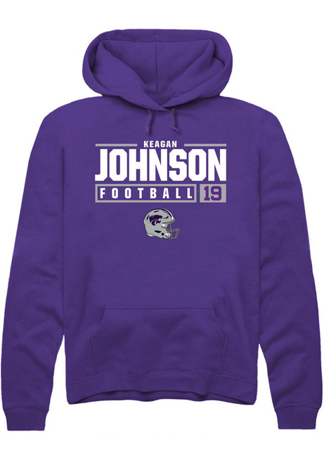 Keagan Johnson Rally Mens Purple K-State Wildcats NIL Stacked Box Hooded Sweatshirt