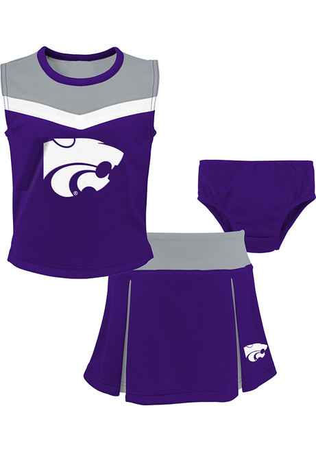 Girls Purple K-State Wildcats Spirit Cheer 2PC Power Cat Cheer Set