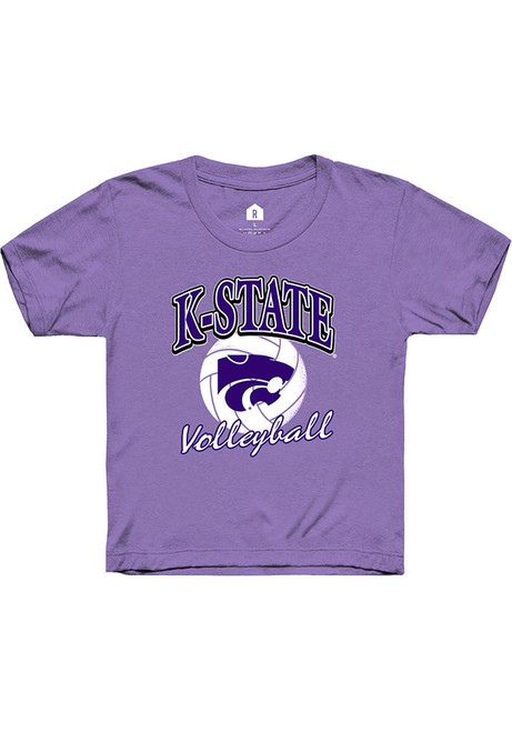Girls K-State Wildcats Lavender Rally Volleyball Arch Short Sleeve T-Shirt