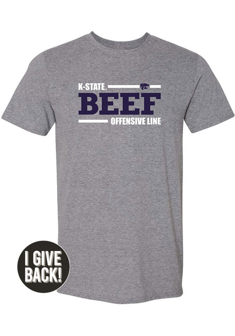 Mens Grey K-State Wildcats The Beef Offensive Line Player T Shirt