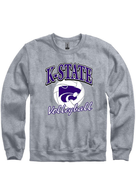 Mens K-State Wildcats Grey Rally Volleyball Number One Crew Sweatshirt