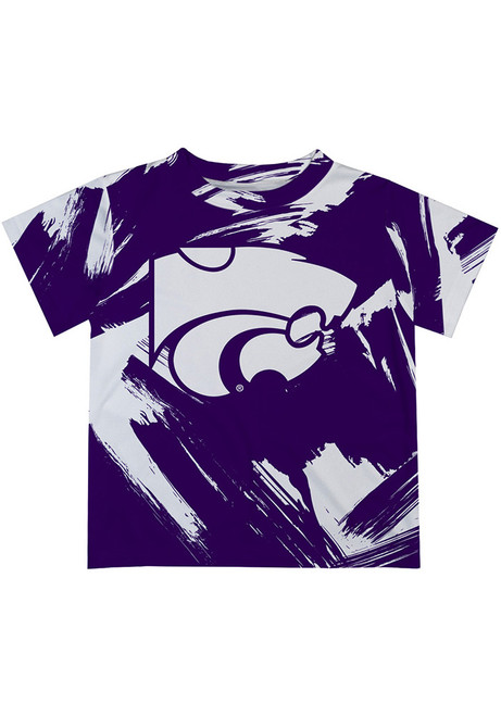 Youth Purple K-State Wildcats Paint Brush Short Sleeve T-Shirt