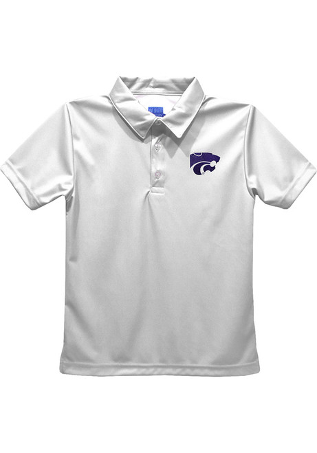 Youth White K-State Wildcats Team Short Sleeve Polo Shirt