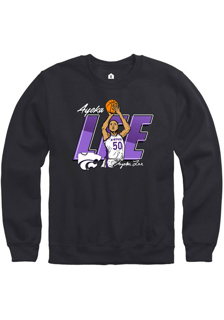 Ayoka Lee Rally Mens Black K-State Wildcats Caricature Basketball Player Crew