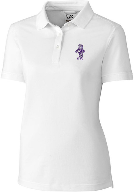 Womens K-State Wildcats White Cutter and Buck Advantage Vault Short Sleeve Polo Shirt