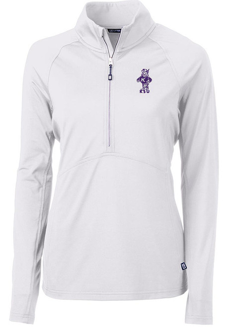 Womens K-State Wildcats White Cutter and Buck Adapt Eco Vault 1/4 Zip Pullover