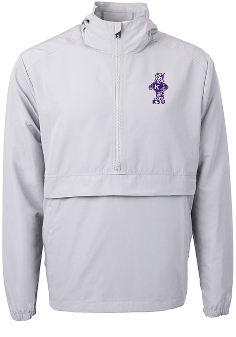Mens K-State Wildcats Grey Cutter and Buck Charter Eco Vault Pullover Jackets