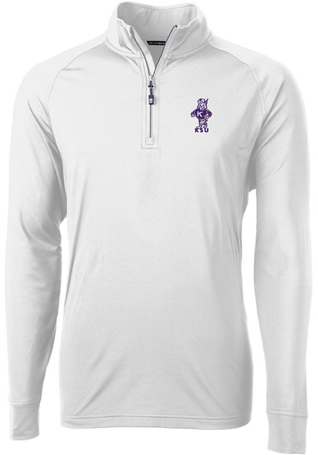 Mens K-State Wildcats White Cutter and Buck Adapt Eco Vault 1/4 Zip Pullover