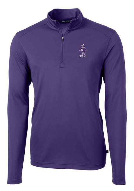 Mens K-State Wildcats Purple Cutter and Buck Virtue Eco Pique Vault 1/4 Zip Pullover