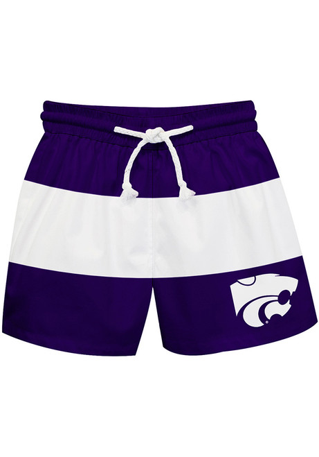 Youth Purple K-State Wildcats Stripe Swimwear Swim Trunks