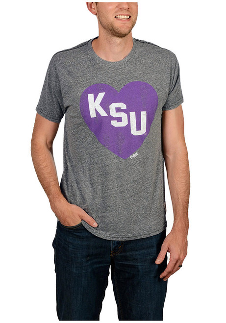 K-State Wildcats Grey Original Retro Brand Heart Short Sleeve Fashion T Shirt