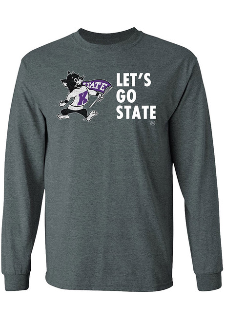 Mens Charcoal K-State Wildcats Lets Go State Tee