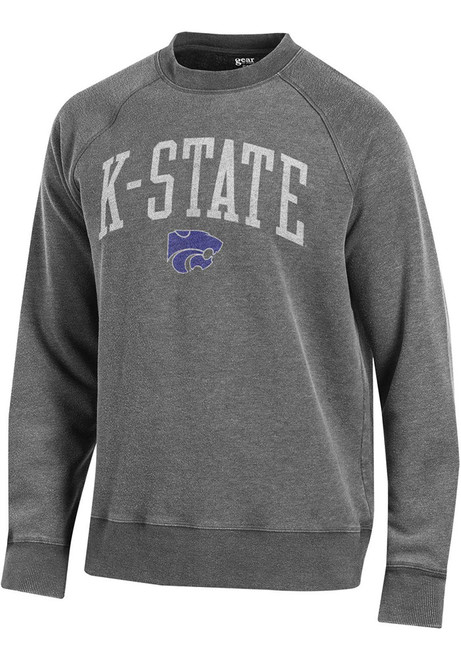 Mens Charcoal K-State Wildcats Outta Town Crew Sweatshirt
