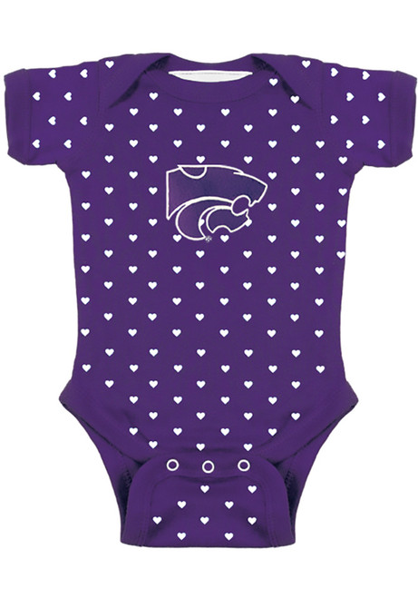 Baby Purple K-State Wildcats Heart Print Short Sleeve One Piece