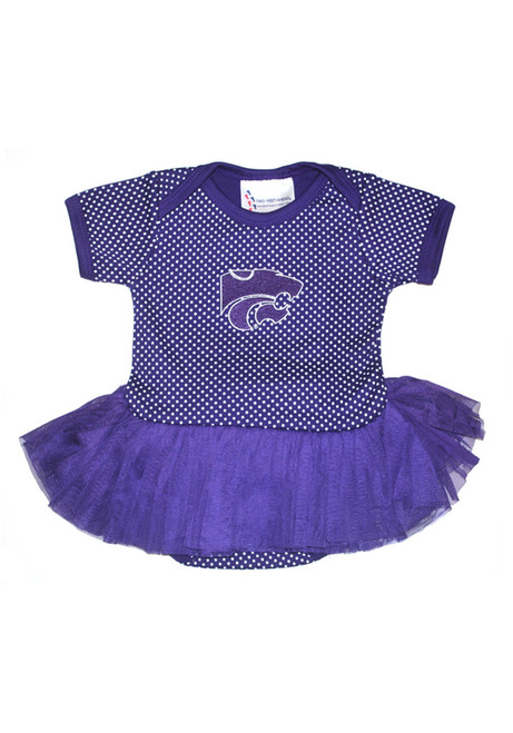 Baby Purple K-State Wildcats Pin Dot Tutu Short Sleeve One Piece