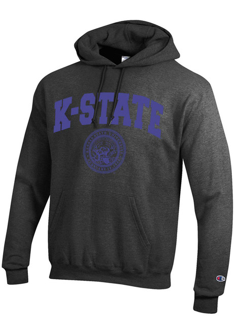 Mens K-State Wildcats Charcoal Champion Official Seal Hooded Sweatshirt