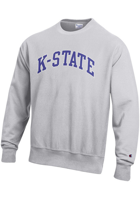 Mens K-State Wildcats Grey Champion Reverse Weave Crew Sweatshirt