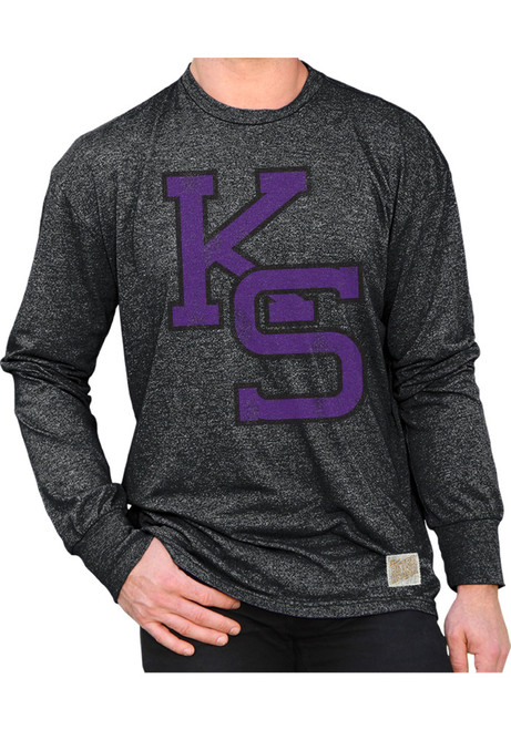 Mens K-State Wildcats Black Original Retro Brand Mock Twist Long Sleeve Fashion T Shirt