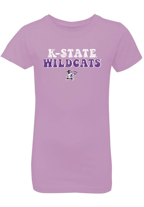 Girls Purple K-State Wildcats Bubble Script Short Sleeve T-Shirt