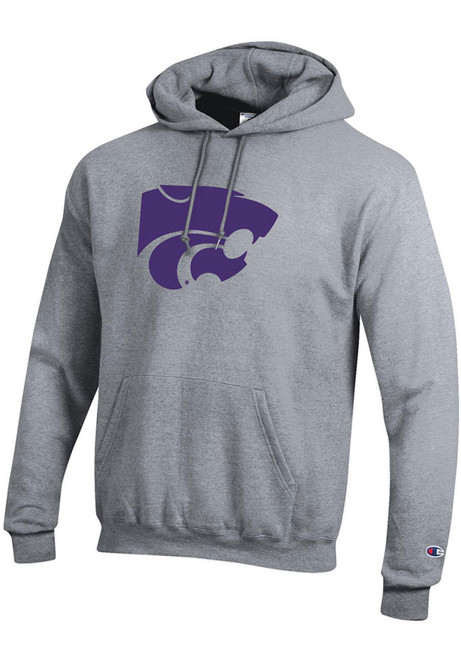 Mens K-State Wildcats Grey Champion Big Logo Twill Hooded Sweatshirt