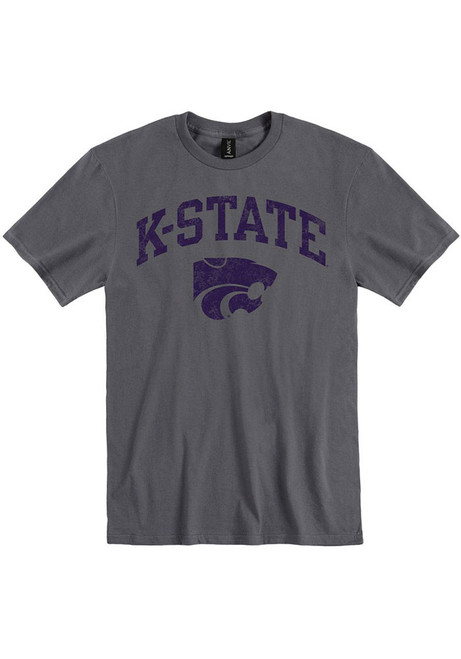 Charcoal K-State Wildcats Distressed Arch Mascot Short Sleeve Fashion T Shirt