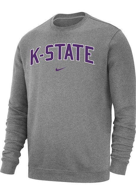 Mens K-State Wildcats Grey Nike Arch Name Crew Sweatshirt