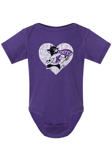 Baby K-State Wildcats Purple Rally Heart Short Sleeve One Piece