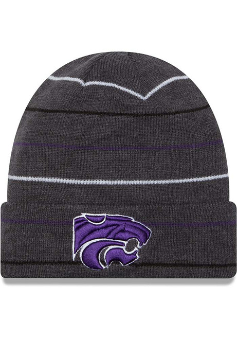 K-State Wildcats New Era Rowed Cuff Mens Knit Hat - Grey