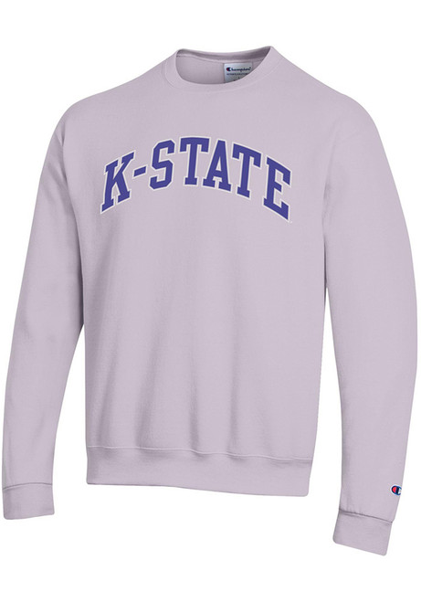 Mens K-State Wildcats Lavender Champion Powerblend Arch Name Crew Sweatshirt