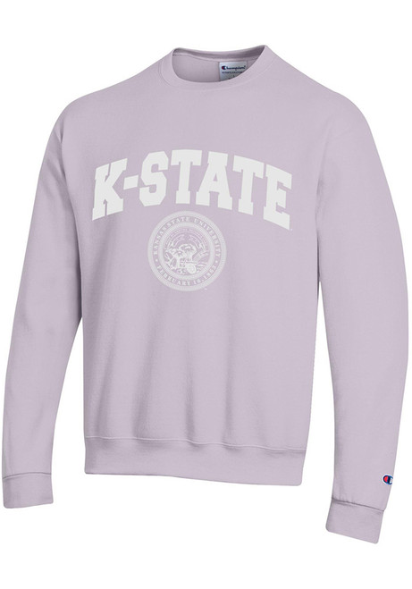 Mens K-State Wildcats Lavender Champion Powerblend Arch Seal Crew Sweatshirt