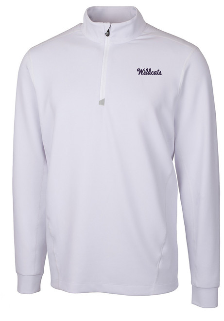 Mens K-State Wildcats White Cutter and Buck Traverse 1/4 Zip Pullover