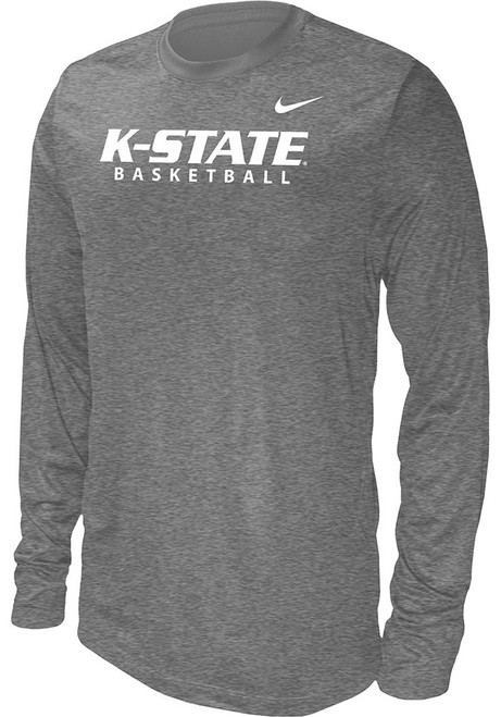 Mens K-State Wildcats Grey Nike Stacked Basketball Long Sleeve T-Shirt