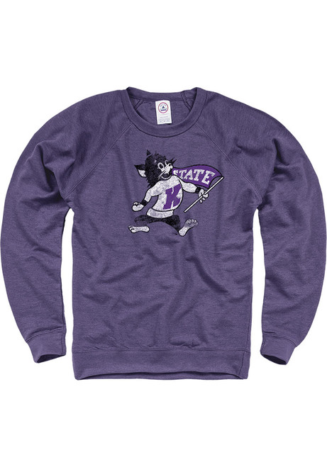 Mens Purple K-State Wildcats French Terry Crew Sweatshirt