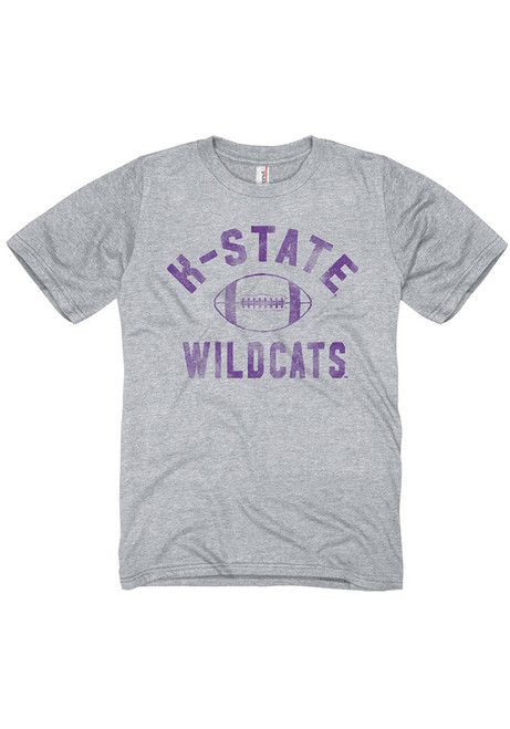 K-State Wildcats Arch Football Short Sleeve T Shirt - Grey