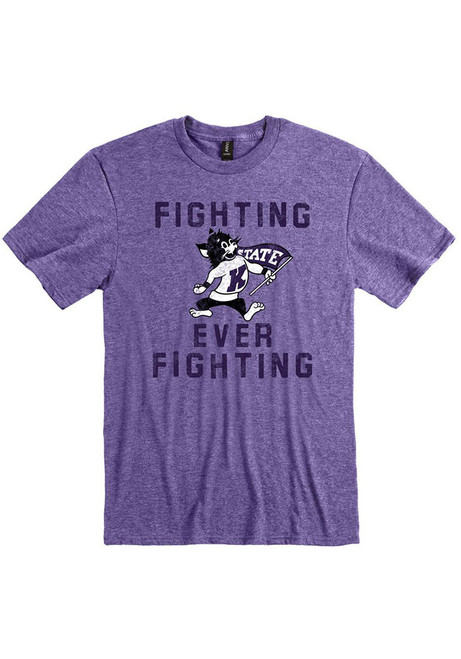 Lavender K-State Wildcats Fighting Ever Fighting Short Sleeve Fashion T Shirt