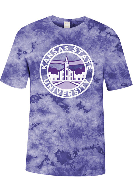K-State Wildcats Purple Uscape Crystal Tie Dye Short Sleeve T Shirt